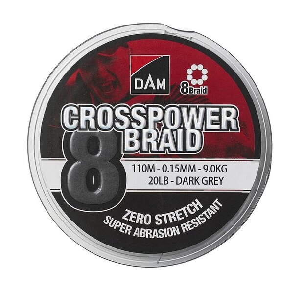 Dam | Crosspower | 8 Braid | Dark Grey | 300m | 0.15mm - 9 kilo