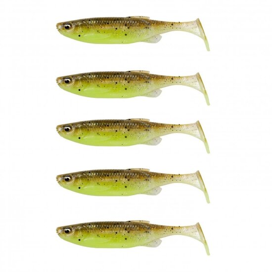 Savage Gear | Fat Minnow T-Tail Shad | 10.5cm - 11gram | 5 stuks | Green Pearl Yellow