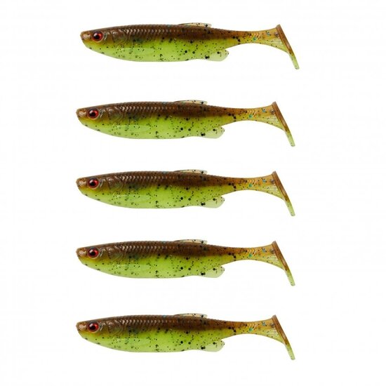 Savage Gear | Fat Minnow T-Tail Shad | 10.5cm - 11gram | 5 stuks | Chartreuse Pumpkin