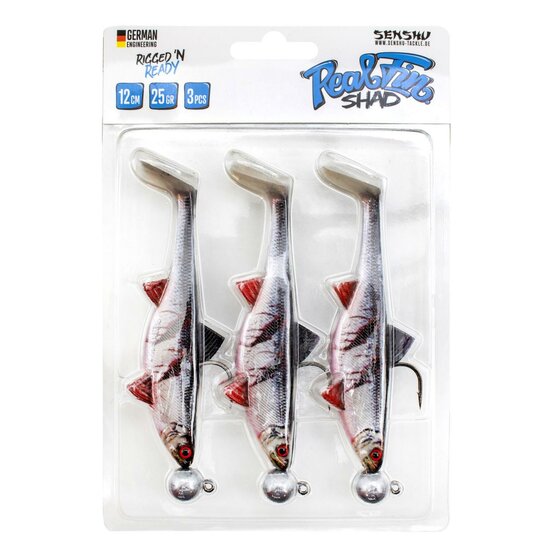 Real-Fin-Shad | Ready to Fish | 12cm - 25gram | 3 Pack | Bloody Baitfish